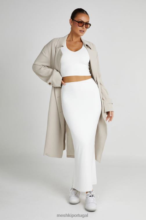 Meshki blusa olympia em nylon reciclado com decote em V BLLT799 roupas branco