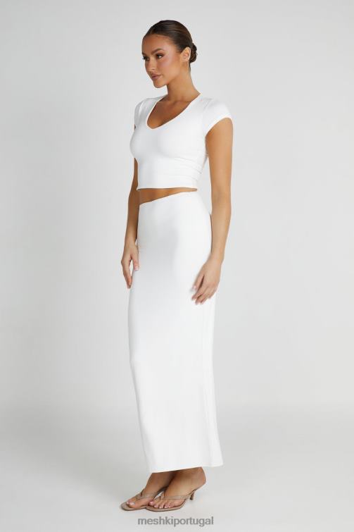 Meshki blusa olympia em nylon reciclado com decote em V BLLT799 roupas branco