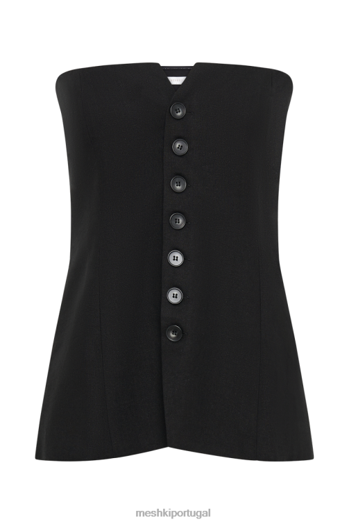 Meshki blusa sem alças com espinhel de linho innis BLLT817 roupas preto