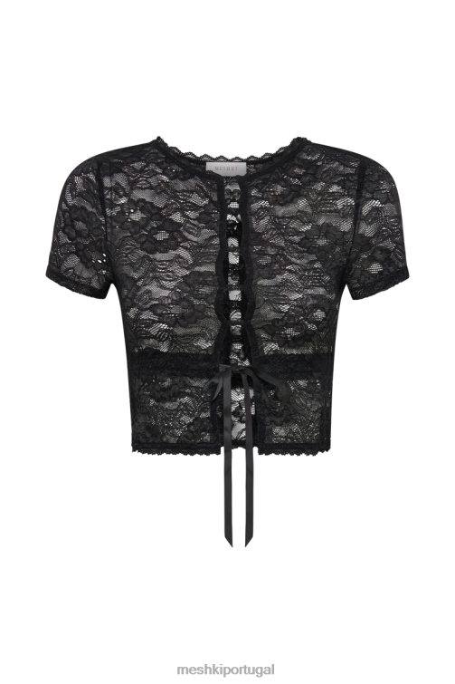 Meshki blusa vintage de renda elástica farrah BLLT822 roupas preto