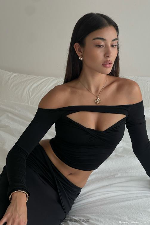 Meshki ceri top manga longa ombro a ombro BLLT856 roupas preto