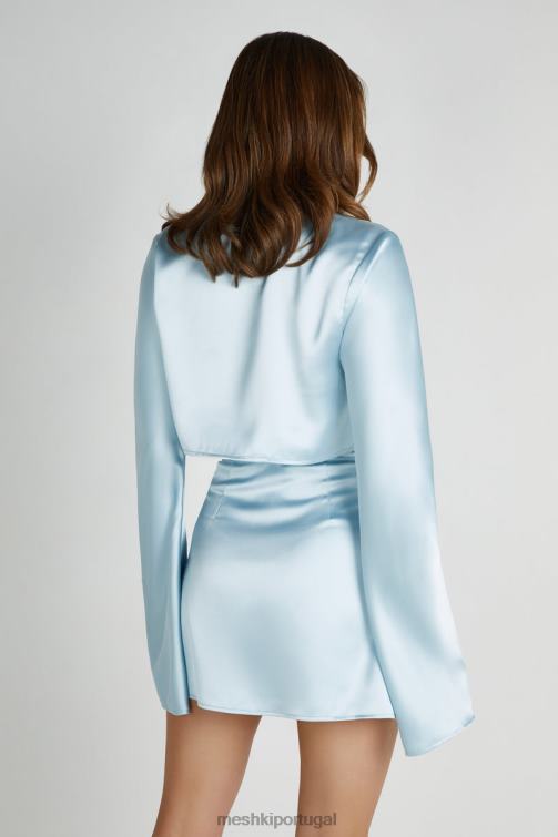 Meshki elaine blusa manga longa em cetim BLLT835 roupas azul ártico