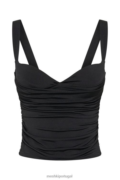 Meshki hailey blusa justa de linha longa querida BLLT1619 roupas preto