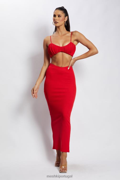 Meshki jordan com franzido na frente e top frontal BLLT1184 roupas vermelho