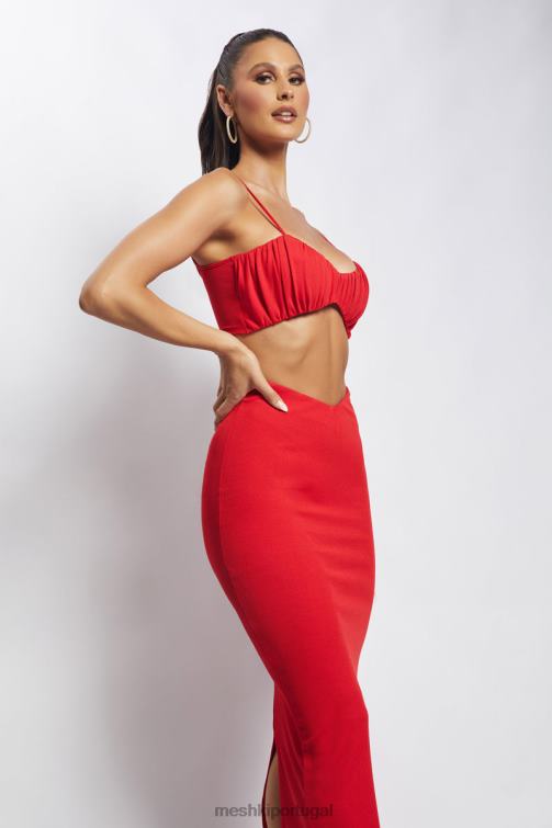 Meshki jordan com franzido na frente e top frontal BLLT1184 roupas vermelho