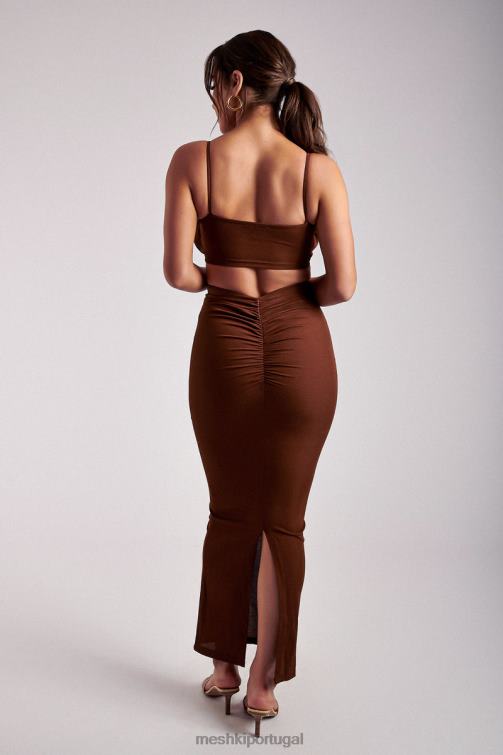 Meshki jordan com franzido na frente e top frontal BLLT1195 roupas ruivo