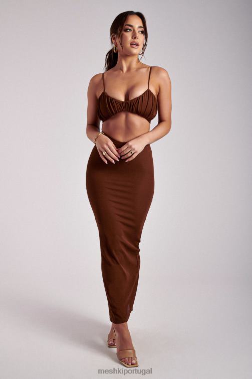 Meshki jordan com franzido na frente e top frontal BLLT1195 roupas ruivo