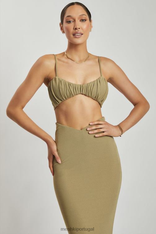 Meshki jordan com franzido na frente e top frontal BLLT1206 roupas verde