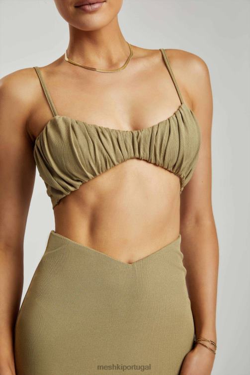 Meshki jordan com franzido na frente e top frontal BLLT1206 roupas verde