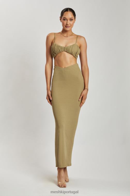 Meshki jordan com franzido na frente e top frontal BLLT1206 roupas verde