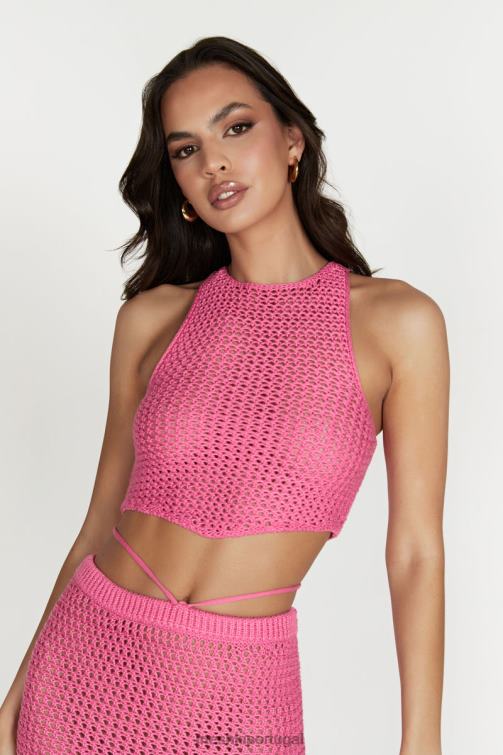 Meshki raquel blusa de crochê com renda nas costas BLLT1050 roupas rosa chiclete