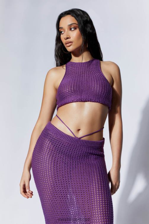 Meshki raquel blusa de crochê com renda nas costas BLLT1161 roupas uva