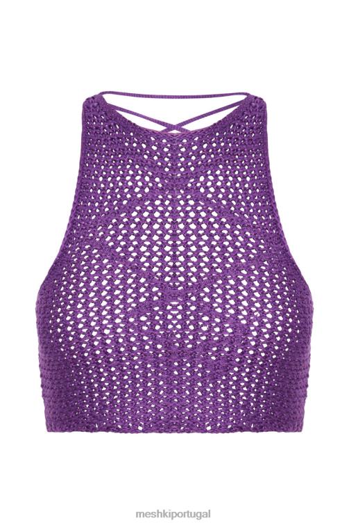 Meshki raquel blusa de crochê com renda nas costas BLLT1161 roupas uva