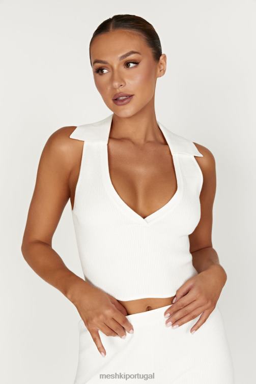 Meshki regata de tricô com gola viola BLLT929 roupas branco