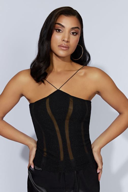 Meshki top Chantal com painéis BLLT1113 roupas preto