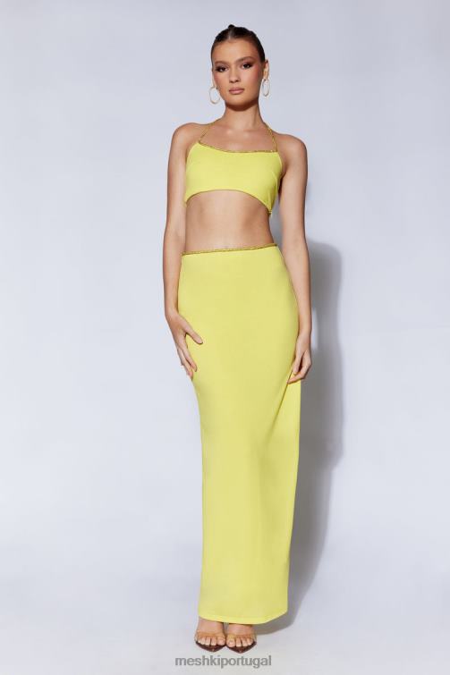Meshki top arya diamante corda halter BLLT1041 roupas verde-amarelado