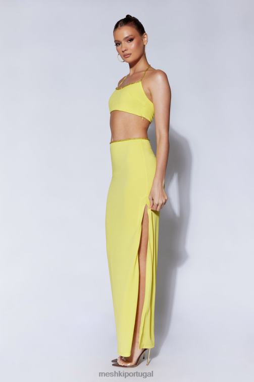 Meshki top arya diamante corda halter BLLT1041 roupas verde-amarelado