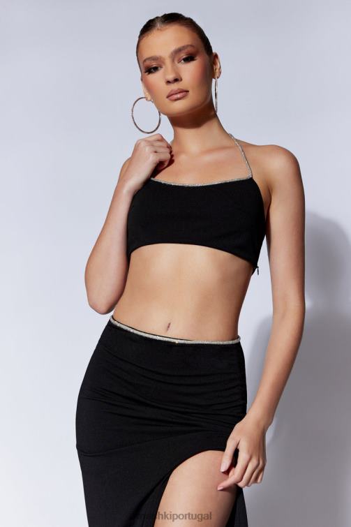 Meshki top arya diamante corda halter BLLT1062 roupas preto