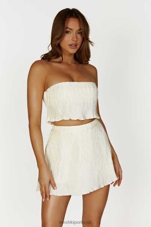 Meshki top bandeau brigid plisse BLLT825 roupas marfim