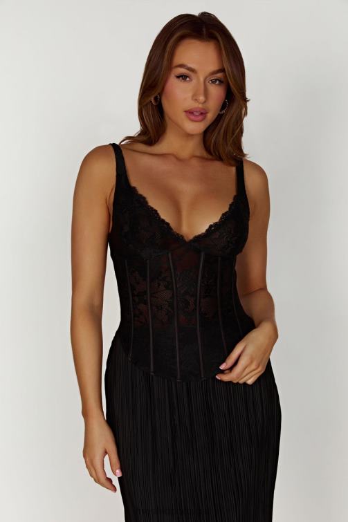 Meshki top bustier de renda elsie BLLT851 roupas preto