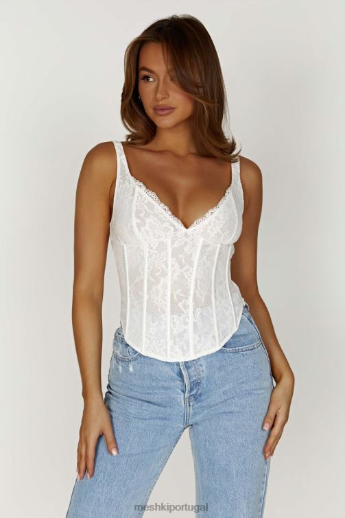 Meshki top bustier de renda elsie BLLT866 roupas branco