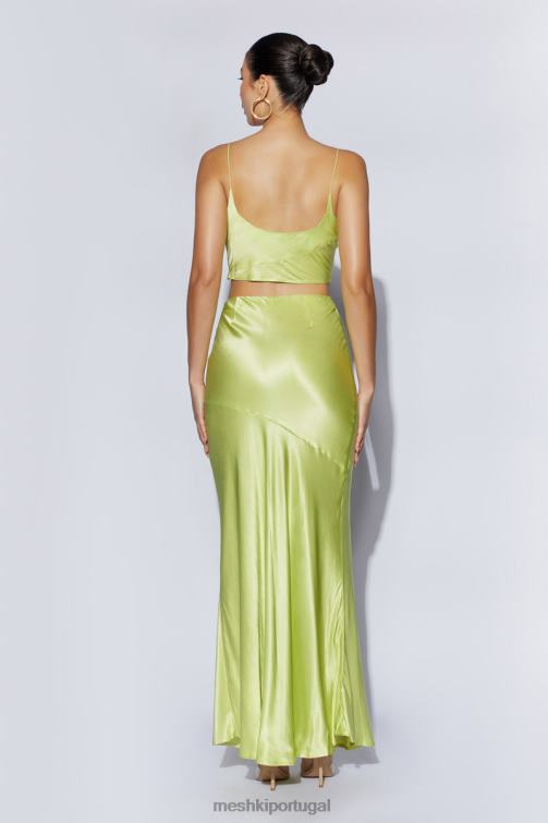 Meshki top com gola em cetim papoula BLLT1029 roupas verde pistache