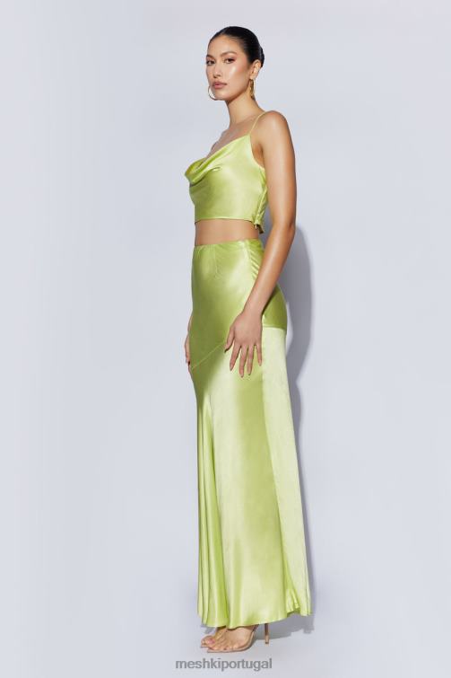 Meshki top com gola em cetim papoula BLLT1029 roupas verde pistache