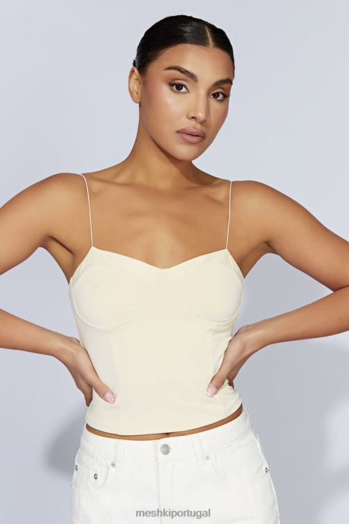 Meshki top de alça fina kaitlyn querida BLLT1159 roupas creme