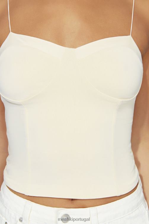 Meshki top de alça fina kaitlyn querida BLLT1159 roupas creme