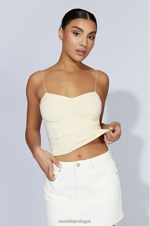 Meshki top de alça fina kaitlyn querida BLLT1159 roupas creme