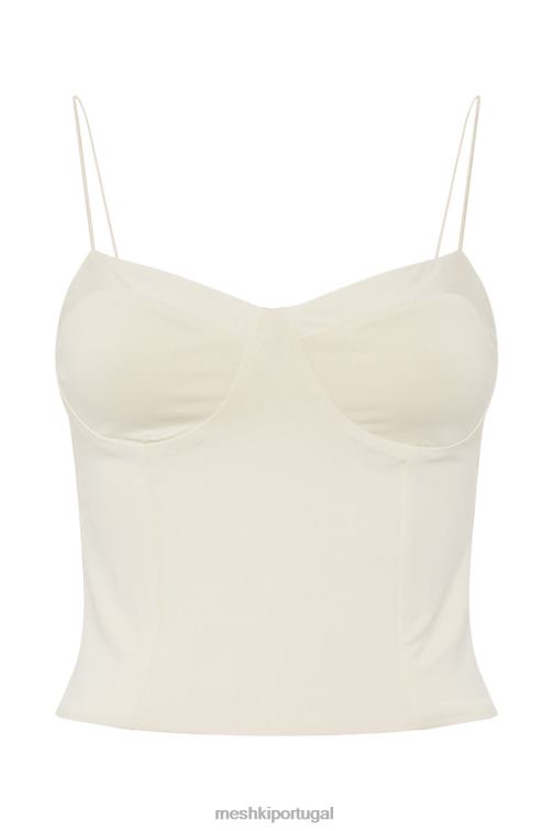 Meshki top de alça fina kaitlyn querida BLLT1159 roupas creme
