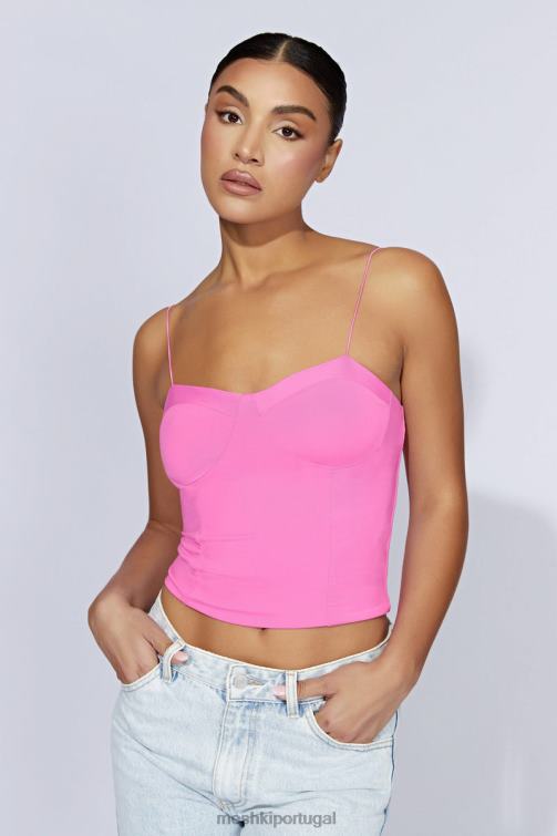 Meshki top de alça fina kaitlyn querida BLLT977 roupas rosa chiclete