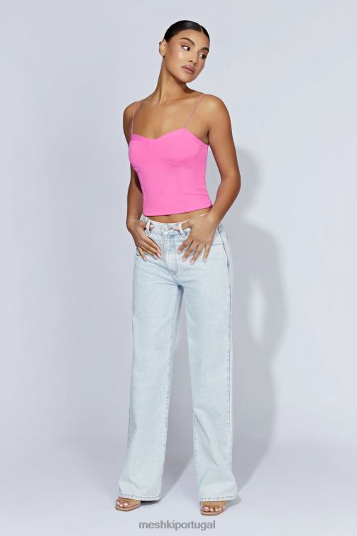 Meshki top de alça fina kaitlyn querida BLLT977 roupas rosa chiclete