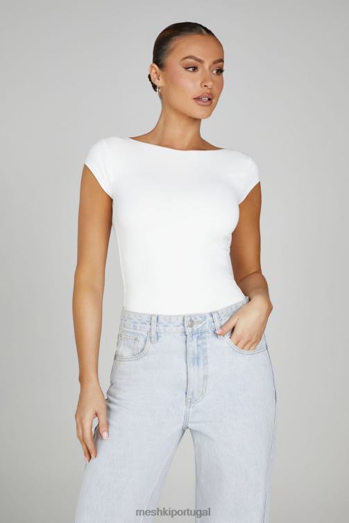 Meshki top de espinhel de náilon reciclado reyna BLLT806 roupas branco