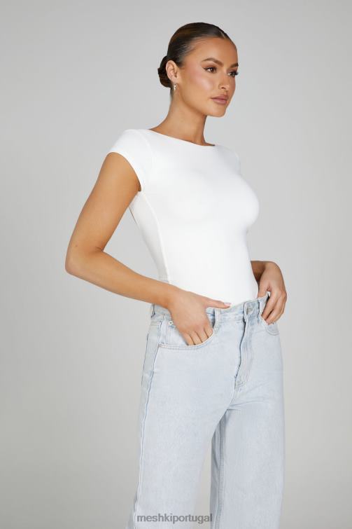 Meshki top de espinhel de náilon reciclado reyna BLLT806 roupas branco