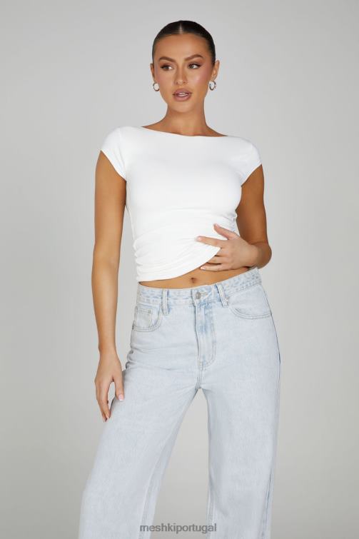 Meshki top de espinhel de náilon reciclado reyna BLLT806 roupas branco