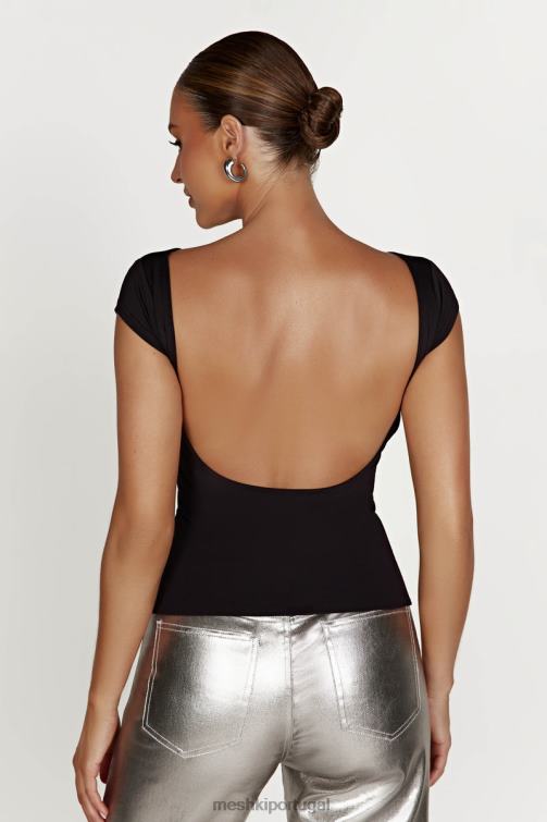 Meshki top de espinhel de náilon reciclado reyna BLLT828 roupas preto