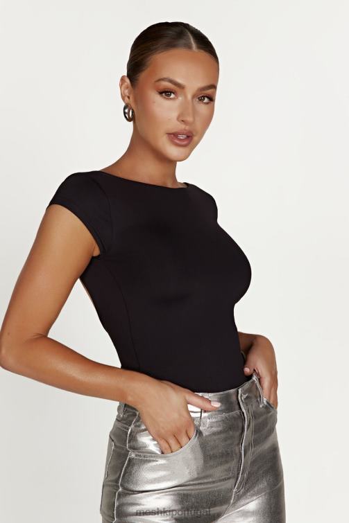 Meshki top de espinhel de náilon reciclado reyna BLLT828 roupas preto