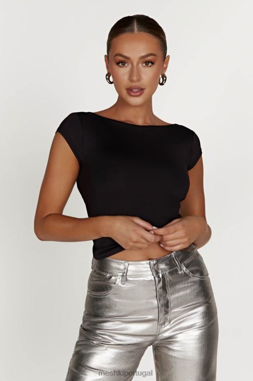 Meshki top de espinhel de náilon reciclado reyna BLLT828 roupas preto