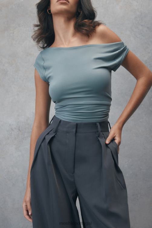 Meshki top de espinhel de náilon reciclado reyna BLLT849 roupas carvão leve