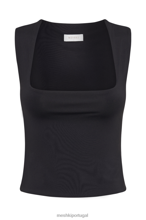 Meshki top de linha longa de nylon reciclado linley BLLT1241 roupas preto