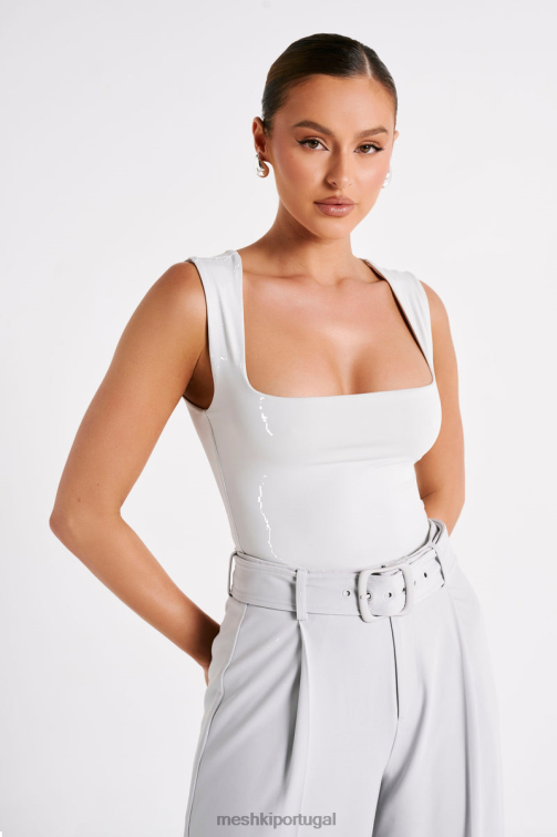 Meshki top de linha longa de nylon reciclado linley BLLT775 roupas cinza gelo