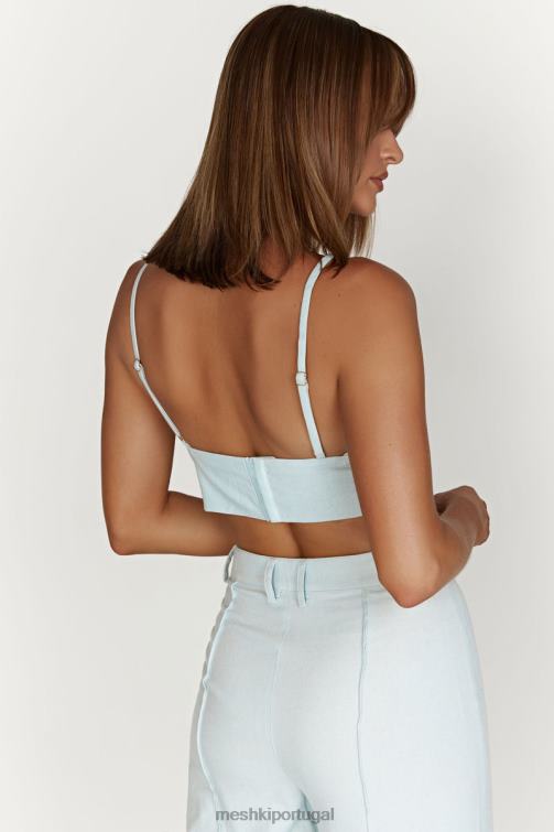 Meshki top de linho torcido kaesha BLLT1002 roupas Pó azul