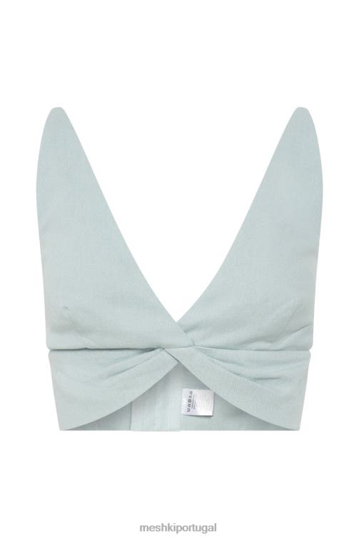 Meshki top de linho torcido kaesha BLLT1002 roupas Pó azul