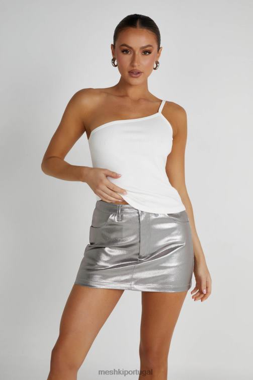 Meshki top de ombro único bethany BLLT821 roupas branco