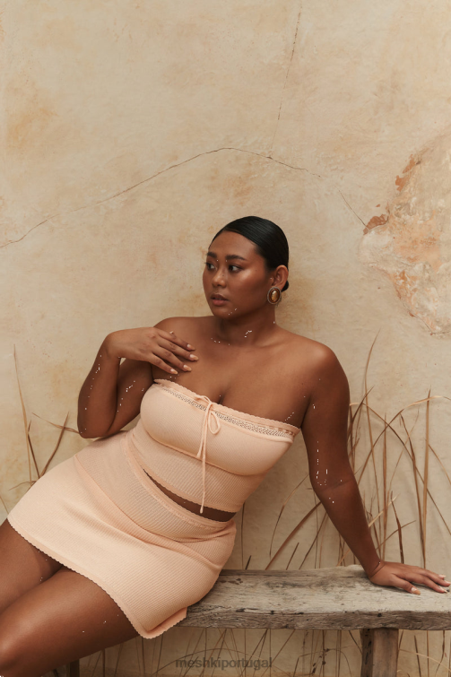 Meshki top tubo de malha waffle kyra BLLT765 roupas damasco