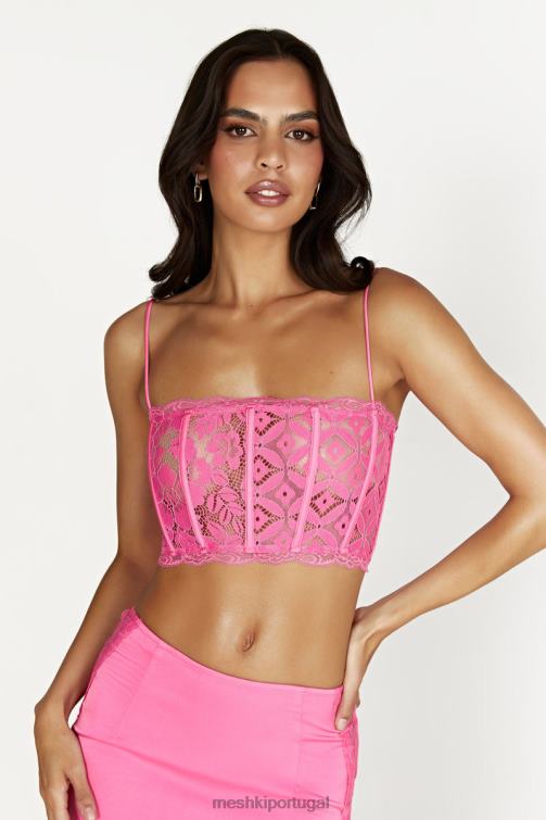 Meshki corpete de renda Bellamy com vieiras BLLT1019 roupas rosa chiclete