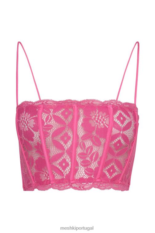 Meshki corpete de renda Bellamy com vieiras BLLT1019 roupas rosa chiclete