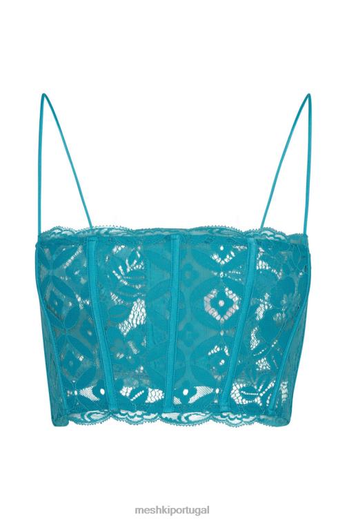 Meshki corpete de renda Bellamy com vieiras BLLT1043 roupas água-marinha