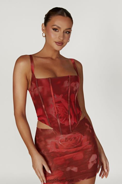 Meshki espartilho joanie com cadarço em malha BLLT896 roupas estampa rosa grande